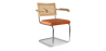 Buy Dining Chair with Armrests - Velvet Upholstery - Wood & Rattan - Martha Reddish orange 60457 - prices