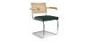 Buy Dining Chair with Armrests - Velvet Upholstery - Wood & Rattan - Martha Dark green 60457 in the Europe