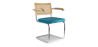 Buy Dining Chair with Armrests - Velvet Upholstery - Wood & Rattan - Martha Turquoise 60457 Home delivery