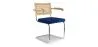 Dining Chair with Armrests - Velvet Upholstery - Wood & Rattan - Martha image 9