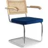Buy Dining Chair With Armrest, Natural Rattan And Velvet - Martha Dark blue 60457
