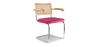Buy Dining Chair with Armrests - Velvet Upholstery - Wood & Rattan - Martha Fuchsia 60457 - in the EU