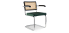 Buy Wooden Dining Chair with Armrests - Velvet Upholstery - Wood & Rattan - Hyre Dark green 60458 at Privatefloor
