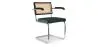 Wooden Dining Chair with Armrests - Velvet Upholstery - Wood & Rattan - Hyre image 9