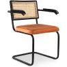 Buy Dining Chair, Natural Rattan And Velvet, Black Legs - Puila Reddish orange 60459