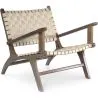 Buy Armchair with Armrests - Boho Bali Design Armchair - Wood and Linen - Recia Beige 60467