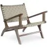 Buy Armchair with Armrests - Boho Bali Design Armchair - Wood and Linen - Recia Taupe 60467
