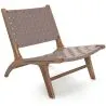 Buy Armchair - Boho Bali Design Armchair - Wood and Leather - Recia Brown 60469