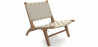 Buy Lounge Chair - Boho Bali Design Chair - Wood and Linen - Recia Taupe 60470 - prices
