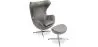 Egg Design Armchair with Footrest - Upholstered in Faux Leather - Brave image 9
