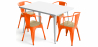 Buy Dining Table + X4 Dining Chairs with Armrest Set - Bistrot Style Industrial Design Metal and Light Wood - New Edition Orange 60442 - prices