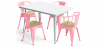 Buy Dining Table + X4 Dining Chairs with Armrest Set - Bistrot Style Industrial Design Metal and Light Wood - New Edition Pink 60442 with a guarantee