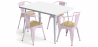 Buy Dining Table + X4 Dining Chairs with Armrest Set - Bistrot Style Industrial Design Metal and Light Wood - New Edition Pastel pink 60442 - in the EU