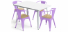 Buy Dining Table + X4 Dining Chairs with Armrest Set - Bistrot Style Industrial Design Metal and Light Wood - New Edition Light Purple 60442 - prices