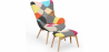 Buy Armchair with Footrest - Upholstered in Patchwork Fabric - Kontur Multicolour 60535 - in the EU