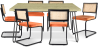 Buy Pack Industrial Design Dining Table 150cm & 6 Rattan Dining Chairs - Velvet Upholstery - Puila Reddish orange 60559 - prices