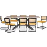 Buy Industrial Wooden Table Pack (200cm) & 8 Rattan and Velvet Mesh Chairs - Puila Mustard 60572