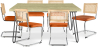 Buy Pack Industrial Design Dining Table 150cm & 6 Rattan Dining Chairs - Velvet Upholstery - Martha Reddish orange 60581 at Privatefloor
