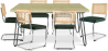 Buy Pack Industrial Design Dining Table 150cm & 6 Rattan Dining Chairs - Velvet Upholstery - Martha Dark green 60581 - in the EU