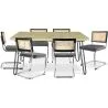 Buy Pack Hairpin Dining Table 150x90 & 6 Black Mesh Rattan and Velvet Chairs - Hyre Dark grey 60582