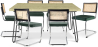 Buy Pack Industrial Design Dining Table 150cm & 6 Rattan Dining Chairs - Velvet Upholstery - Hyre Dark green 60582 at Privatefloor