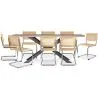 Buy Pack Industrial Wooden Table (200cm) & 8 Rattan Mesh Chairs - Bruna Natural 60589