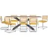 Buy Pack Industrial Wooden Table (200cm) & 8 Rattan and Velvet Mesh Chairs - Martha Mustard 60593
