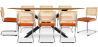 Buy Pack Industrial Design Wooden Dining Table (220cm) & 8 Rattan Dining Chairs - Velvet Upholstery - Martha Reddish orange 60596 at Privatefloor