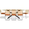 Buy Pack Industrial Wooden Table (220cm) & 8 Rattan and Velvet Mesh Chairs - Martha Reddish orange 60596