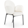 Buy Dining Chair with Armrests - Bouclé Fabric Upholstery - Erys White 60626 - in the EU