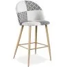 Patchwork Upholstered Stool - Scandinavian Style - 66cm -  Black and White - Evelyne image 9