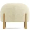 Buy Round Corduroy Upholstered Pouf with Natural Wood Legs - Marrakesh Ivory 61450