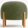Buy Round Corduroy Upholstered Pouf with Natural Wood Legs - Marrakesh Olive 61450