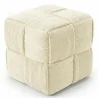 Buy Square Corduroy Upholstered Pouf - Modern Design - Cube Ivory 61451