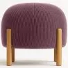 Buy Round Corduroy Upholstered Pouf with Natural Wood Legs - Marrakesh Wine 61450