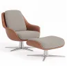 Contemporary Upholstered Design Armchair with Footrest - Asher image 9