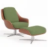 Contemporary Upholstered Design Armchair with Footrest - Asher image 9