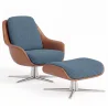 Contemporary Upholstered Design Armchair with Footrest - Asher image 9