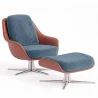 Contemporary Upholstered Design Armchair with Footrest - Asher image 9