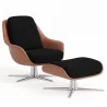 Contemporary Upholstered Design Armchair with Footrest - Asher image 9