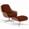 Contemporary Upholstered Design Armchair with Footrest - Asher image 9