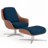 Contemporary Upholstered Design Armchair with Footrest - Asher image 9