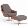 Contemporary Upholstered Design Armchair with Footrest - Asher image 9