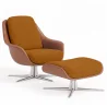 Contemporary Upholstered Design Armchair with Footrest - Asher image 9