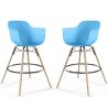 Pack of 2 Bar Stools Scandinavian Design - Wooden Legs - Nordika image 9