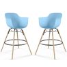 Pack of 2 Bar Stools Scandinavian Design - Wooden Legs - Nordika image 9