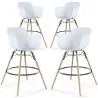 Buy Bar Stool - Scandinavian Design - Wooden Legs - Pack of 4 - Nordika White 61563