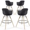 Pack of 4 Bar Stools Scandinavian Design - Wooden Legs - Nordika image 9