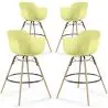 Buy Bar Stool - Scandinavian Design - Wooden Legs - Pack of 4 - Nordika Pastel yellow 61563
