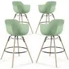 Buy Bar Stool - Scandinavian Design - Wooden Legs - Pack of 4 - Nordika Pastel green 61563